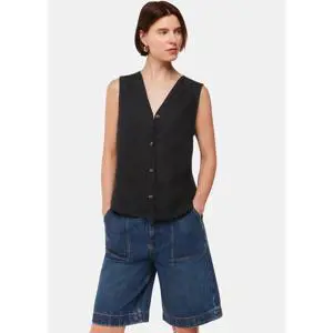 Whistles Black Laura Linen Tank